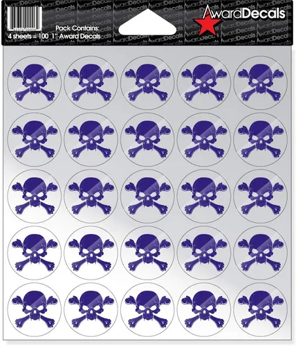 Vista 11 de Award Decals calcomanía de calavera y huesos cruzados (100 unidades)