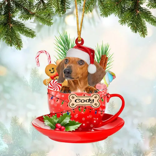 Vista 61 de NAZENTI Adorno personalizado de Alaskan Malamute en taza roja, adorno de Navidad personalizado para perros amantes de las mascotas, colgante