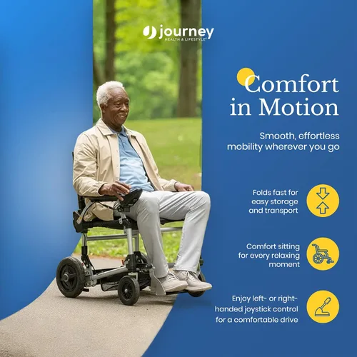 Vista 5 de Journey Zoomer - Silla eléctrica eléctrica - Silla de ruedas ligera plegable con pilas para adultos y personas mayores, capacidad de peso de 300