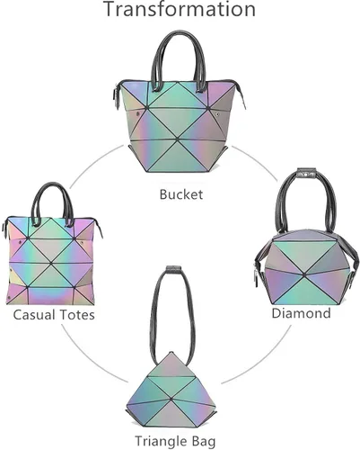 Vista 2 de Bolso geométrico para mujer bolso cuadrado mágico cambiable bolso grande holográfico luminoso bolso cruzado de Halloween regalo único para niños