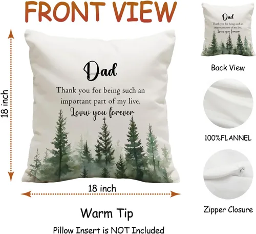 Vista 7 de Fundas de almohada acogedoras para papá, regalos de agradecimiento para papá y padre, almohada de cojín conmovedora para papá, 18 x 18 pulgadas