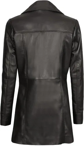 Vista 4 de Decrum Abrigos de piel de cordero real para mujer, estilo casual, estilo gabardina y abrigo largo para mujer