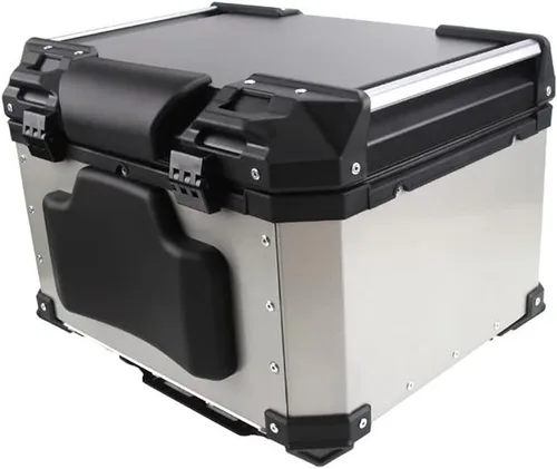 Vista 6 de 55L Caja Superior para Motocicleta, Maletero Universal de Aluminio para Motocicleta, Maleta de Equipaje con Doble Llave (Negro, 55L)