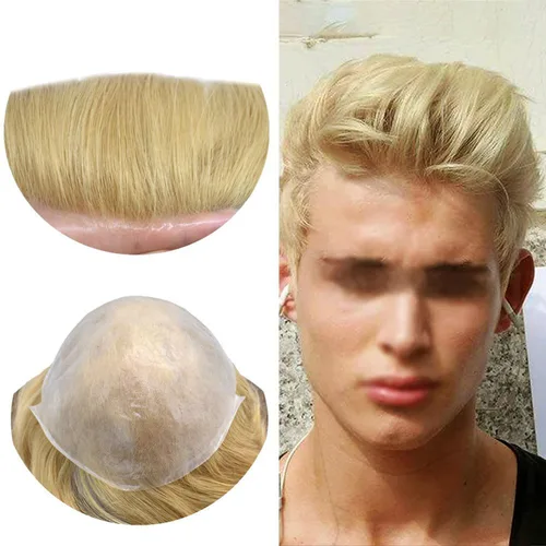 Vista 24 de Toupee - Sistemas de cabello humano para hombre, 0.002 in, piel ultrafina para hombre, tupé en V, polivinílico de poliuretano natural, piezas