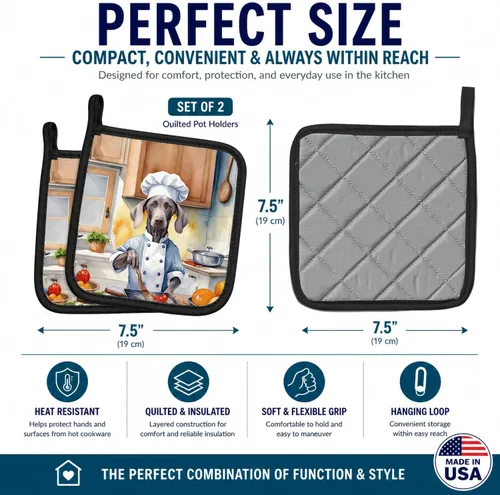 Vista 45 de Caroline's Treasures Havanese The Chef Par de Agarraderas para Ollas de Cocina Resistentes al Calor Juegos de Agarraderas para Ollas Almohadillas