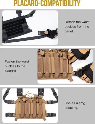 Vista 5 de ONETIGRIS ROC Chest Rig Panel modular táctico con correa de hombro extraíble y correa de cintura