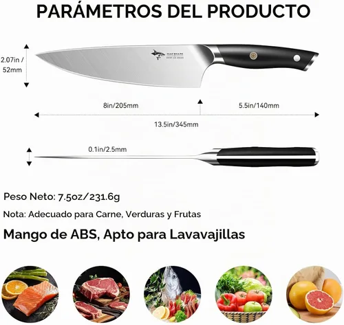 Vista 2 de MAD SHARK Cuchillo de chef de 8 pulgadas, acero inoxidable alemán de alto