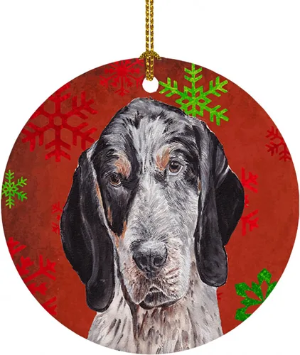 Vista 10 de Caroline's Treasures Affenpinscher - Adorno de cerámica para colgar en el árbol de Navidad con copos de nieve rojos y verdes, para el hogar