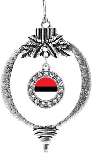 Vista 36 de Inspired Silver - Adorno con dije de cara de carlino - Adornos navideños de círculo de plata con joyas de circonita cúbica