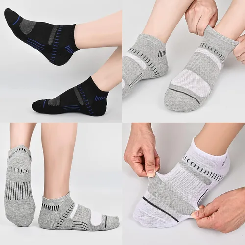 Vista 6 de Cooplus 10 pares de calcetines atléticos de corte bajo para hombre acolchados transpirables para correr deportes no se ven Negro-10 pares Shoe