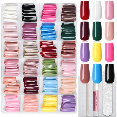 Vista 15 de 576 uñas postizas medianas a presión, 24 colores, uñas postizas