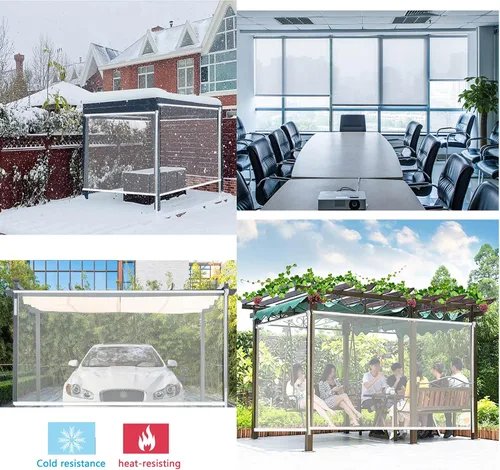 Vista 5 de Persiana enrollable de PVC transparente para exteriores, pérgola de patio, resistente al viento, persianas enrollables de elevación para ventanas