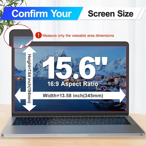 Vista 6 de [Usado] Pantalla magnética de privacidad para laptop de 15.6 pulgadas, pantalla de 16:9, protector de privacidad extraíble para computadora