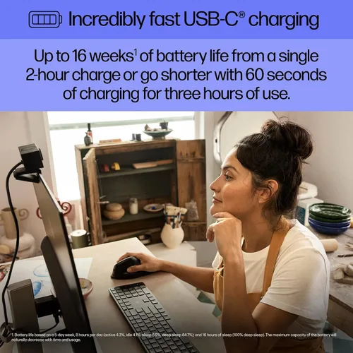 Vista 6 de HP 920 - Ratón ergonómico vertical inalámbrico Bluetooth 5.3 y dongle USB, 5 botones programables, batería de 16 semanas, multidispositivo