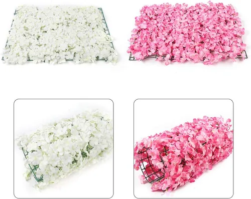Vista 2 de Paneles de pared de flores artificiales, tapete de pared de flores 3D, paneles de flores de seda de 16 x 24 pulgadas, hechos a mano con flores