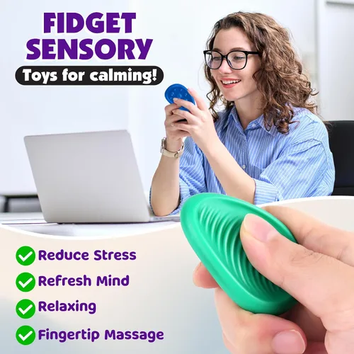 Vista 5 de Juguetes Fidget para Adultos de Piedra Sensorial: Paquete de 6 Piedras de Preocupación Texturizadas para Niños Autistas para Calmarse - Juguetes