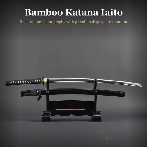 Vista 2 de Handmade Sword - Espada Katana de entrenamiento Iaido sin afilar de acero inoxidable, hecha a mano, espada completa, vaina negra