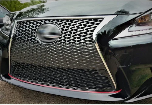 Vista 4 de x xotic tech Adhesivo de vinilo a rayas de rejilla delantera, color rojo brillante, panel de capó frontal, moldura de borde, compatible con Lexus
