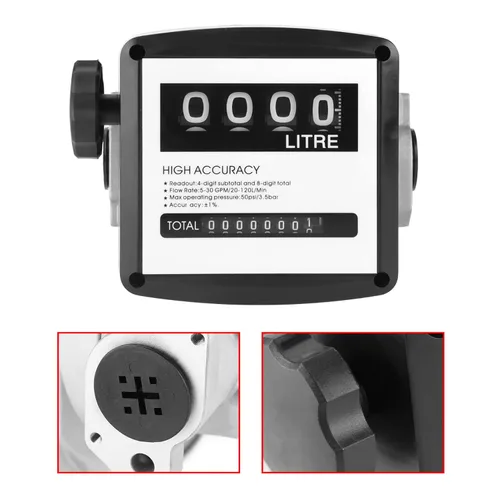 Vista 3 de Medidor de flujo de combustible mecánico, contador de medidor de flujo de gas digital de 1 pulgada 4 para gasolina de queroseno de medida, 1%