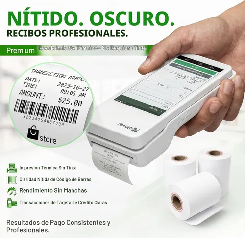 Vista 4 de Rollo de papel térmico para papel de recibo Clover Flex 2 1/4 x 55 (10 rollos)