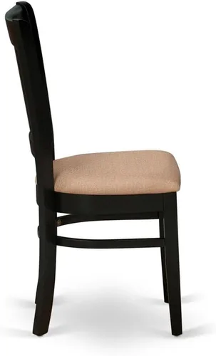 Vista 5 de East West Furniture VAC-BLK-C Vancouver Sillas de Comedor - Sillas de Madera Tapizadas en Tela de Lino, Juego de 2, Negro