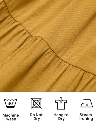 Vista 7 de ZESICA - Vestido por debajo de la rodilla para mujer, diseño informal y escalonado de manga corta, con cuello redondo y cintura elástica fruncida