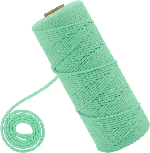 Vista 8 de CAMAL Cordón de macramé de 0.079 pulgadas x 109 yardas, cuerda de color trenzado de 3 hebras de algodón natural para tejer, atrapasueños, colgar