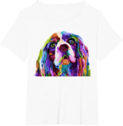 Vista 51 de Camiseta con diseño de Cocker Spaniel de arte pop para dueños de perros, Negro, S