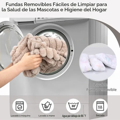 Vista 5 de Cama ultrasuave para perros y gatos pequeños y medianos, lavable a máquina, cama rectangular para mascotas con parte inferior antideslizante, tapete