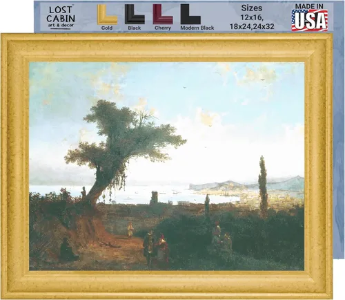 Vista 50 de Lost Cabin Dusk on the Golden Horn de Ivan Aivazovsky Impresión en marco plano negro Reproducción de pinturas de obras de arte finas Regalo