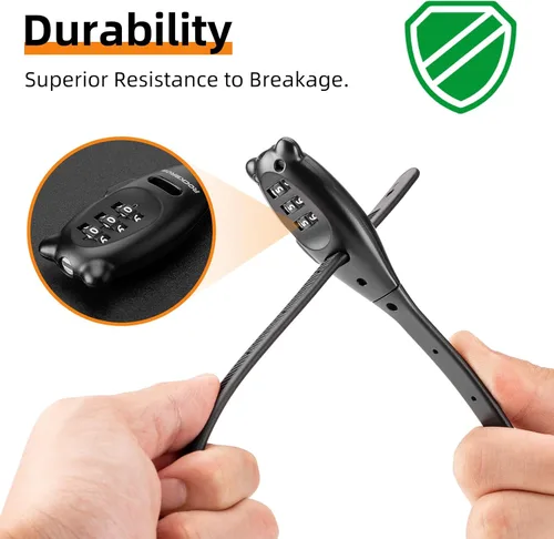 Vista 4 de ROCKBROS Cerradura de bicicleta con brida de cremallera, cerradura de cable pequeño, cerraduras ligeras para gabinete de refrigerador
