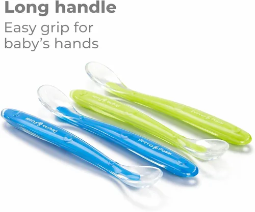 Vista 2 de Primo Passi Cucharas de silicona para bebés – Cucharas de entrenamiento de primera etapa de punta suave para bebés y niños pequeños, aptas