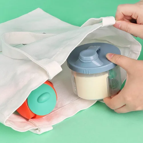Vista 6 de Accmor - Dosificador de fórmula para bebés para llevar, contenedor giratorio sin derrames de cuatro compartimentos para llevar, contenedor de snacks