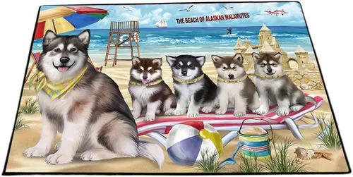 Vista 11 de Doggie of the Day Alaskan Malamute Dogs Floor Mat - 4th of July Independence Day - Best Dog Doormat - Protector Decor - Unique Portrait Art