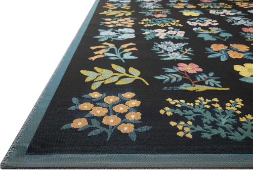 Vista 4 de Loloi Rifle Paper Co. Colección Perennial Wildflower PRN-03 Negro/Azul Marino 2'-5" x 3'-11" Alfombra Decorativa Interior/Exterior