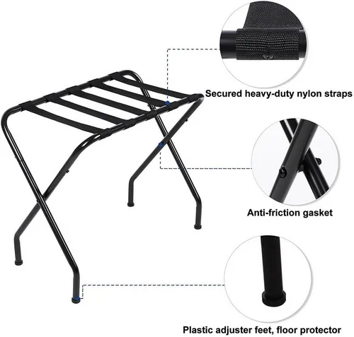 Vista 4 de Ochine Portaequipajes, soporte plegable para maleta, portaequipajes portátil, soporte de equipaje de un solo nivel para habitación de invitados