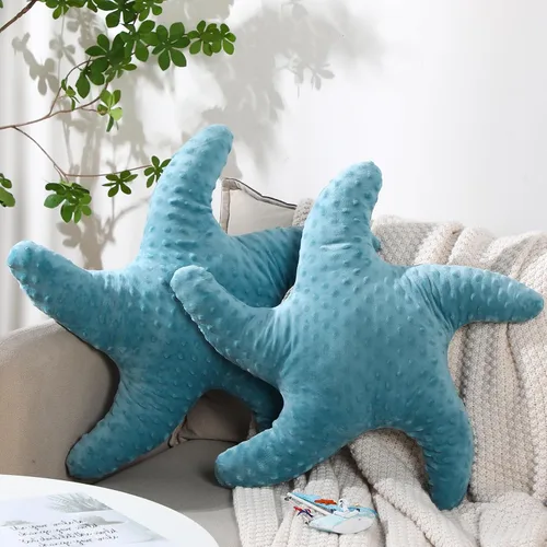 Vista 3 de Fumete Almohada de estrella de mar en forma de estrella de mar de playa de 20 pulgadas, lindo animal de peluche, decoración costera, almohada