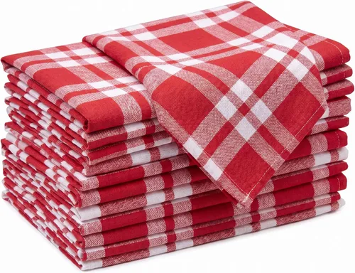 Vista 53 de Encasa XO Juego de 12 servilletas de tela de cóctel Servilletas de mesa de algodón puro Tamaño (9 x 9 pulgadas) Coral Solid Lavable a máquina