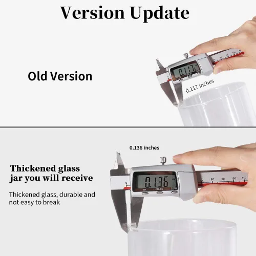Vista 2 de Tarro de vidrio de 18 Oz/550 ML con tapa, recipientes de almacenamiento de vidrio versión engrosada transparente con tapa de bambú sellada