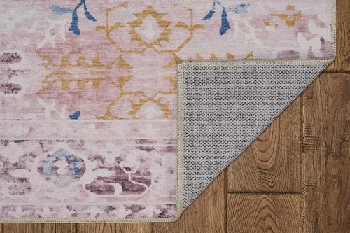 Vista 6 de Linon The Anywhere Alfombra lavable a máquina Linus Rosa/Dorado, 5 x 7 pies