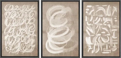 Vista 150 de SIGNWIN Lienzo enmarcado para pared, juego de arte abstracto de serenidad costera, ilustraciones abstractas junto al mar, arte moderno, decorativo