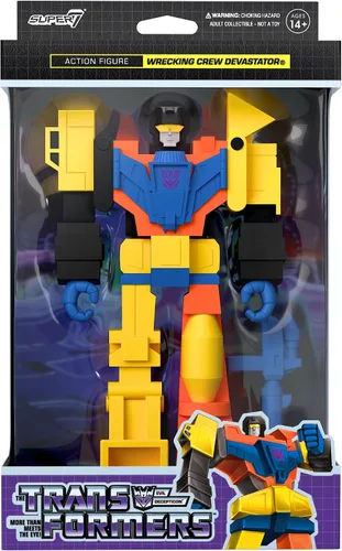 Vista 2 de Super7 Transformers Wrecking Crew Devastator - Figura de acción de Transformers de 3.75 pulgadas con accesorio, coleccionables clásicos de dibujos