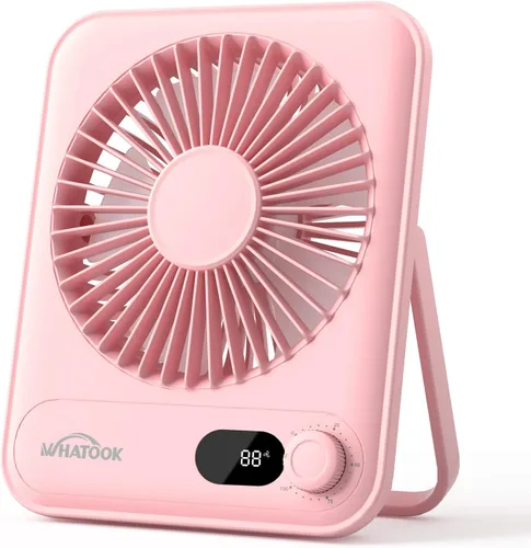 Vista 10 de WHATOOK Ventilador personal de escritorio pequeño: 5000 mAh 25 horas de batería de oficina, silencioso mini ventilador de escritorio portátil