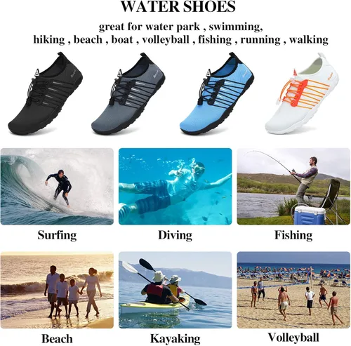 Vista 7 de Racqua Zapatos de agua de secado rápido, descalzos, acuáticos, deportes, playa, piscina, natación, surf, buceo, para hombres y mujeres