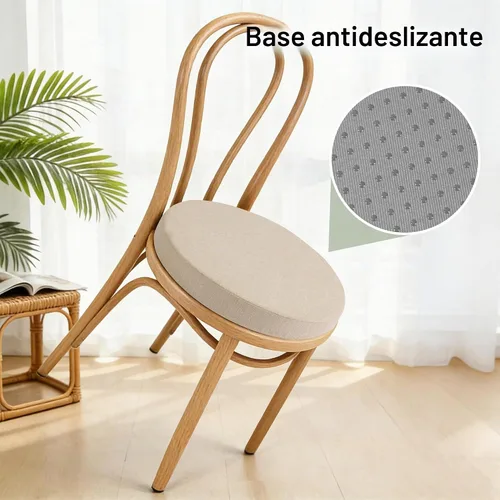Vista 5 de Tromlycs Almohadilla de Cojín de Asiento Redondo para Silla de 14 Pulgadas para Sillas de Taburete Circular Cojín de Espuma Decorativo Beige