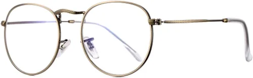 Vista 4 de AZorb Gafas redondas transparentes con marco de metal clásico, sin receta para mujeres y hombres