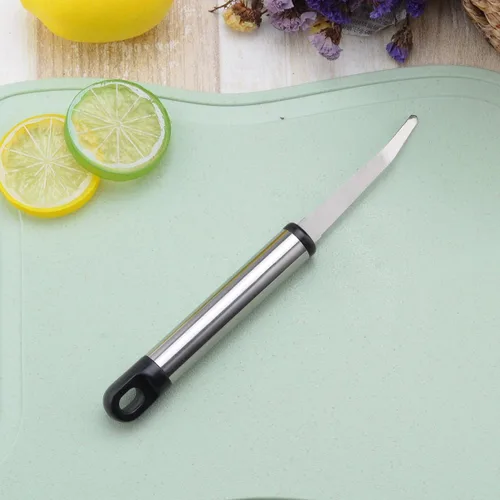Vista 3 de Cuchillo de fruta de pomelo, utilidad dentada curvada de acero inoxidable con pelador de cocina de mango largo