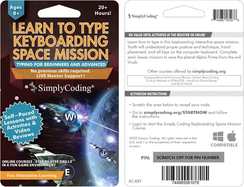 Vista 2 de Typing for Kids Ages 9-12 Keyboarding Space Mission: Learn to Type Software Program - Beginners to Advanced Computer Typing Games and Lessons