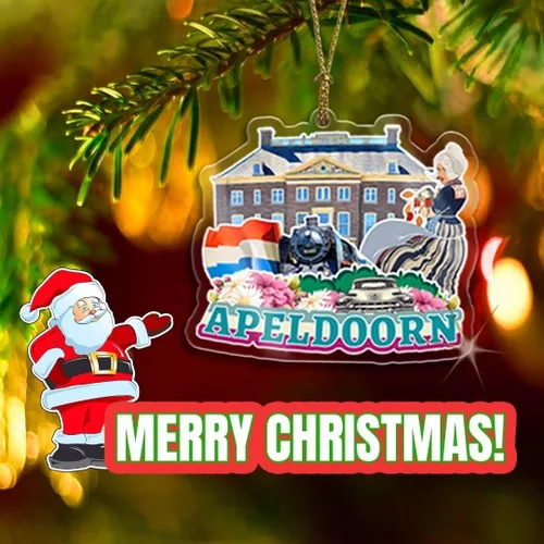 Vista 3 de Miami Florida USA Adorno de Navidad de acrílico transparente de doble cara para decoración de árbol, colgante de recuerdo de viaje, colección