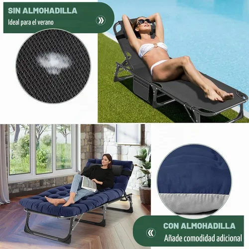 Vista 4 de LILYPELLE Catre de Camping Plegable, Catres de Dormir Extra Anchos de Servicio Pesado con Bolsa de Transporte, Catres de Campamento de Viaje Azul
